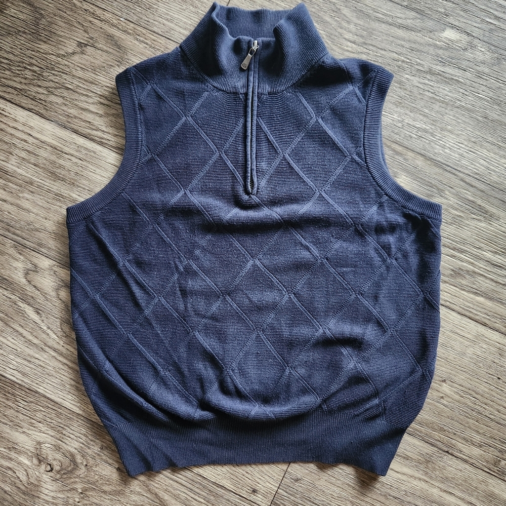 Brooks Brothers Vintage Navy Sleeveless Zip Up Sweater Vest Size Small